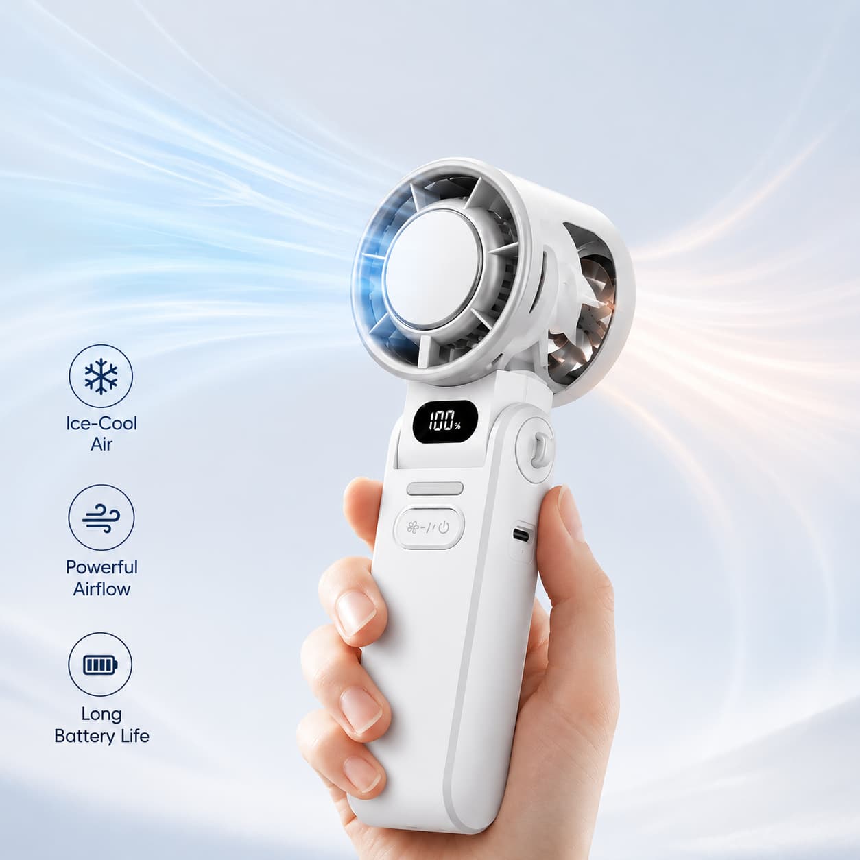 Nešiojamas „IceBreeze™ Turbo“ aušinimo ventiliatorius su ledo plokštės šerdimi